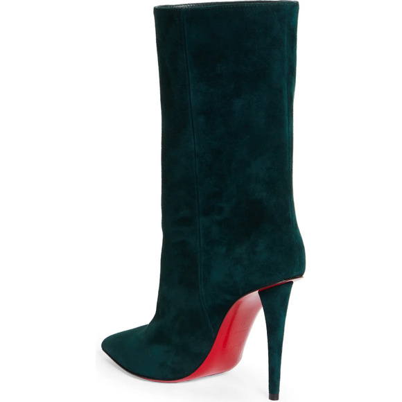 Christian Louboutin Astrilarge Booty 100 Vosges Green Suede Mid Heel Boot 39.5 - Picture 8 of 12